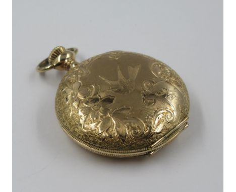 American gold plated crown wind fob watch, the enamel dial inscribed ' Standard U.S.A. ', with Arabic numerals and subsidiary