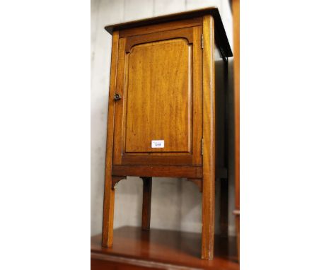 Mahogany bedside cabinet with single fielded panel door, 38cm wide, together with another two door bedside cabinet, 38cm wide