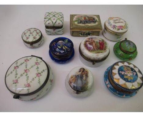 Collection of various Limoges and other enamel trinket boxes 