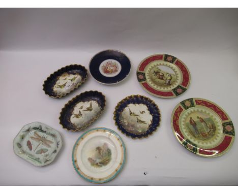 Pair of George Jones Crescent China oval dishes, together with a small quantity of other decorative plates 