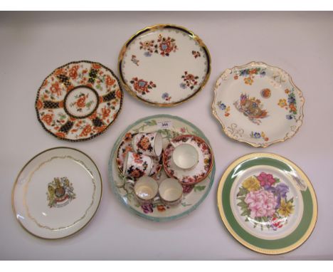 19th Century Ironstone China plate decorated with flowers and pheasants, Royal Crown Derby Imari plate and various other plat