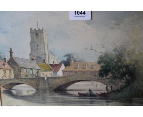 Ronald Way, watercolour river scene with bridge, David Shepherd, signed coloured print and three other items 