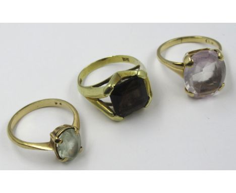 Two 9ct gold dress rings, 6.6g together with 14ct gold dress ring, 5g 