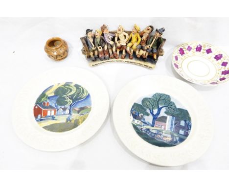 Runnerford Devon pottery group 'Uncle Tom Cobley and All', signed to base 'Will Young, Devon', together with stoneware vase, 