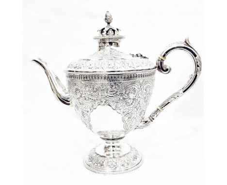 Late Victorian four-piece silver teaset probably by Harrison Bros & Howson, Sheffield 1899/1900, comprising teapot, hot water