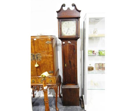 19th century longcase clock, 30-hour movement with painted dial, in oak case 