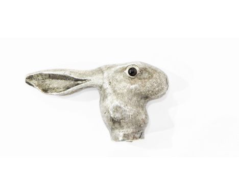 Late Victorian silver parasol/walking stick finial probably by Dimier Bros & Co, London 1900, modelled as a hare's head with 