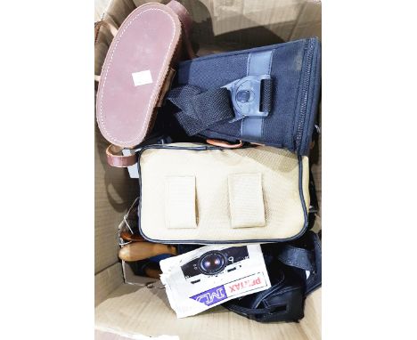 Pentax MX, Asahi camera with leather case and instruction leaflet, various photographic accessories, binoculars, etc. (1 box)