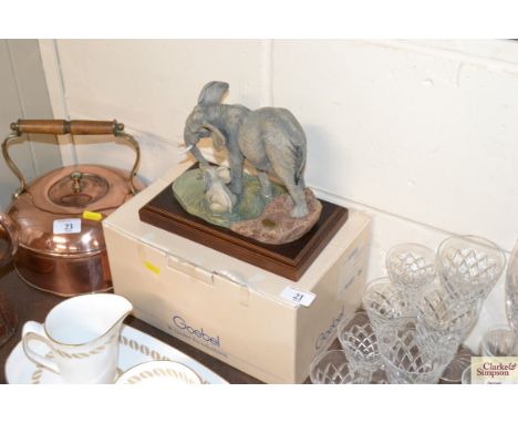 A Goebel elephant figure group and box 