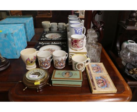 A collection of various Royal Commemorative souvenir ware, barometer etc.