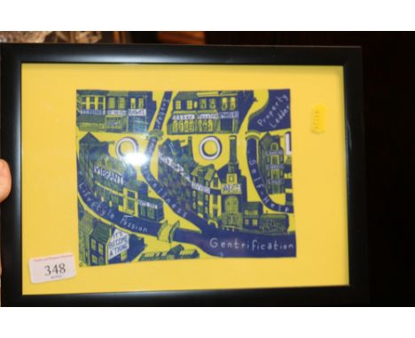 Grayson Perry print, "Gentrification Cloth", 15cm x19cm 