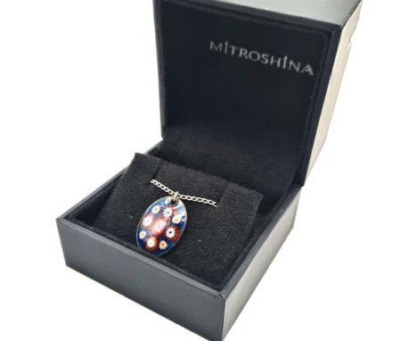 Sterling Silver and Caithness Crystal Style Mosaic Pendant Necklace 46cm chain in Presentation Box 