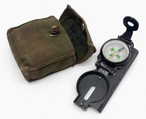 Excellent Condition Military Issue Compass with Padded Belt Pouch 