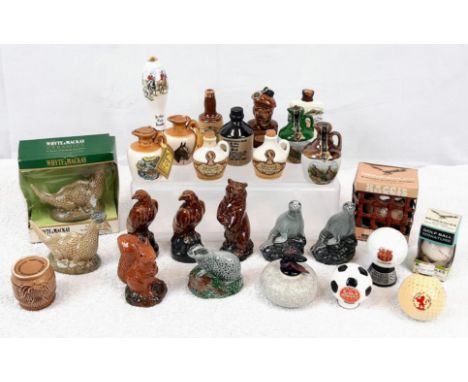 Over 20 Incredible Vintage Whisky Miniatures Presented in a wonderful Array of Ceramic and Glass Containers. Please see photo