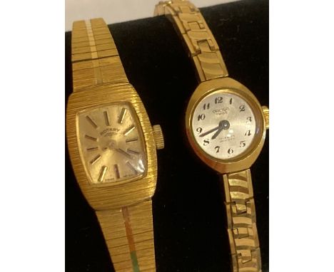 2 x ladies Vintage  1950/60?s Wristwatches in gold tone.1 x ROTARY Square face.1 x OROSA Circular face.Both models  are manua