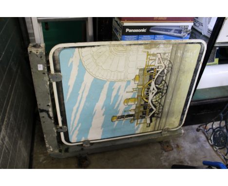 A painted aluminium pub sign and bracket.