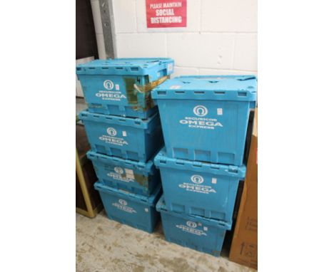 Storage crates containing numerous tools.
