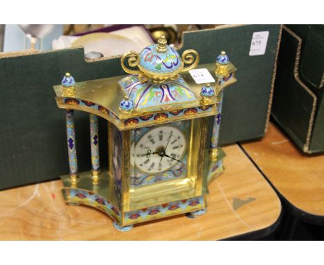 A modern champleve enamel mantle clock.