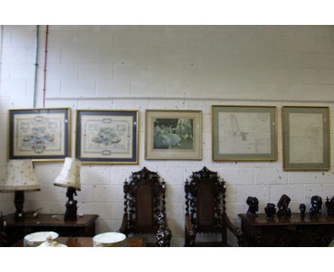 Two prints of Milton Abbey, a print after Laura Knight and a pair of prints by Isabelle Brent of the Spanish Armada.