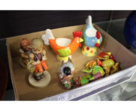 Ornamental items to include Goebel figures and a Beswick bird.