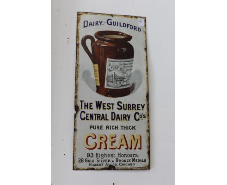 A good local pictorial enamel advertising sign "The West Surrey Central Dairy Co".