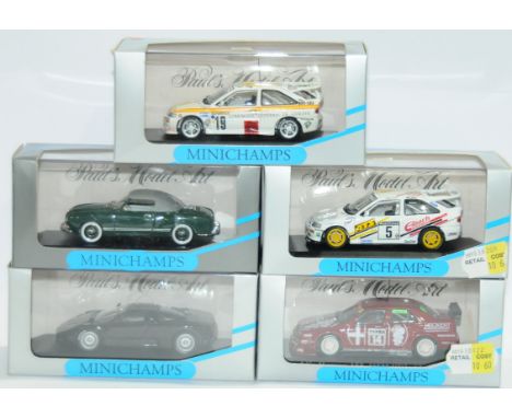 Minichamps a boxed group to include Ford Escort RS Cosworth from 1994 Monte Carlo "Jenot/Slo", Bugatti EB 110 and others (see