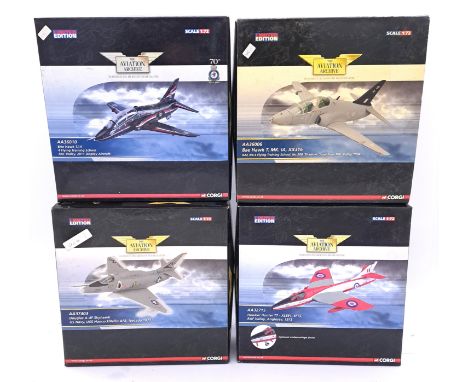 Corgi Aviation Archive, a boxed group of 1;72 scale military aircraft models to include AA36010 BAe Hawk T.1A 4 Flying Traini