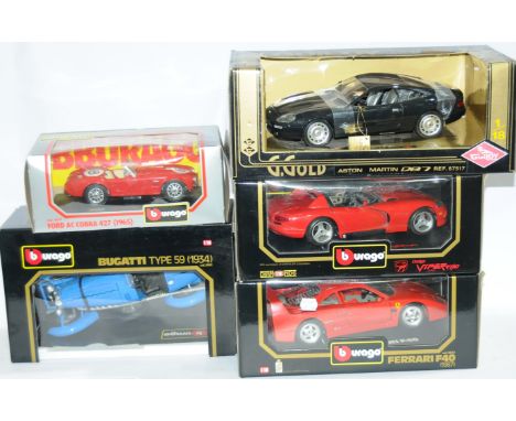 Bburago &amp; Similar a boxed group to include 1987 Ferrari F40, 1934 Bugatti Type 59 and others (see photo). Conditions are 