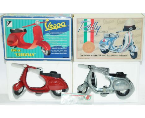 Xonex a boxed pair of 1:6 Scale Vespa Scooters comprising of (1) Vespa Rally grey racing Scooter and (2) Vespa Clubman in red