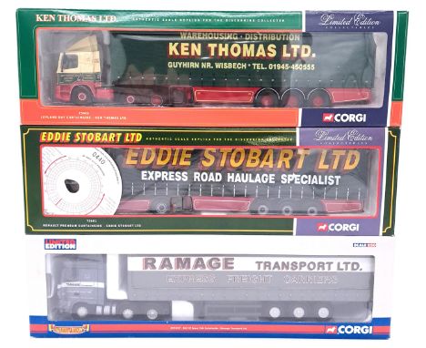 Corgi a boxed 1/50th scale Truck group to include 75406 Leyland DAF Curtainside "Kenny Thomas Ltd", 75601 Renault Premium Cur