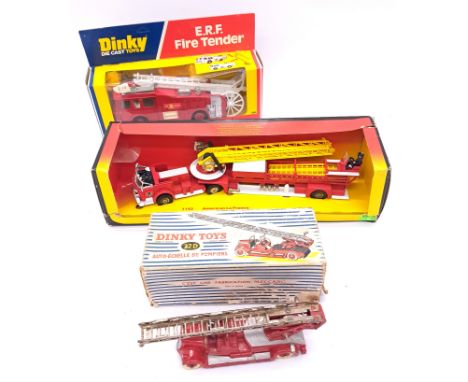 Dinky (French &amp; English Issues) a boxed group of early issue and more recent issue Fire Engine models to include (1) Fren