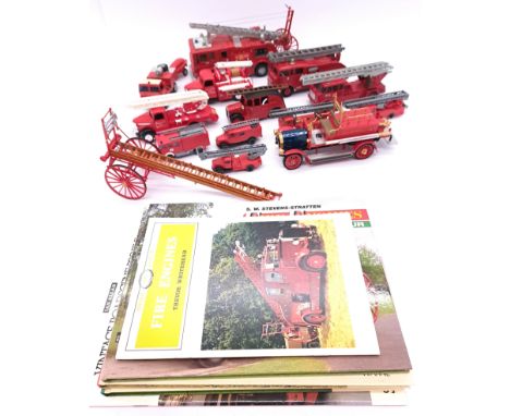 Dinky, Solido, Wiking and similar, an unboxed fire related group of diecast and plastic models to include Dinky Merryweather 