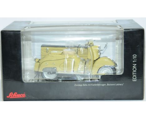 Schuco a boxed 1:10 Scale No.06596 Zundapp Bells Mit Kastenbeiwagen with sidecar. Condition is generally Excellent in general