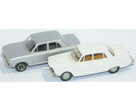 An unboxed pair of White Metal models comprising of Rover 3500 and Ford Cortina MkII. Conditions are generally Excellent. (2)