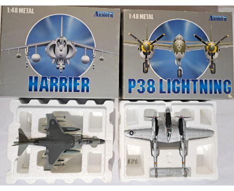 Franklin Mint Collection Armour, a boxed pair of 1/48th scale models comprising of ART98137 P38 J Lightning (USAAF) along wit