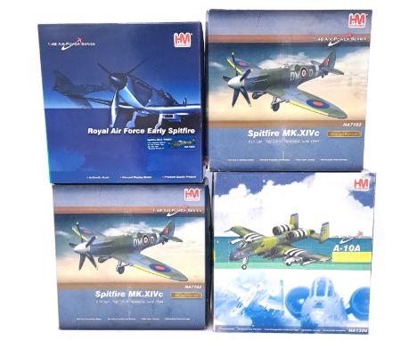 HM Hobby Master, (Air Power Series) a boxed group of 1:72 &amp; 1:48 scale military aircraft models comprising of HA7102 Spit
