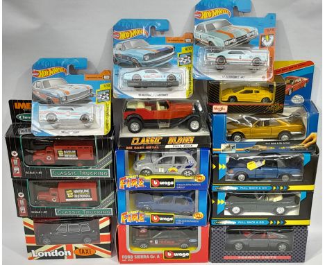 A boxed Diecast group to include manufacturers such as Hot Wheels, Rextoys, Brumm, Bburago and others similar. Conditions gen