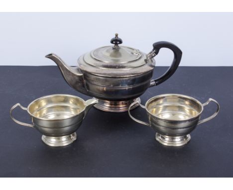 A three piece silver plated tea service