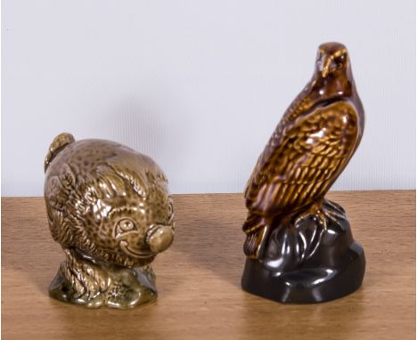 A Beswick 'Haggis' miniature Beneagles whisky flask together with a Golden Eagle miniature whisky flask