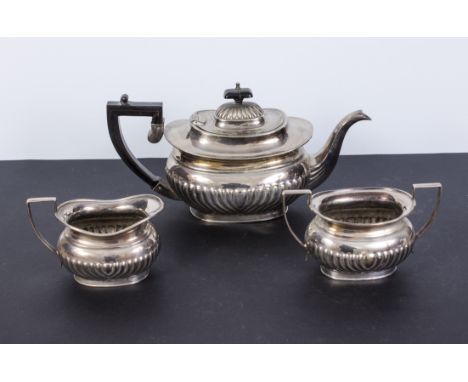 A three piece silver plated tea service