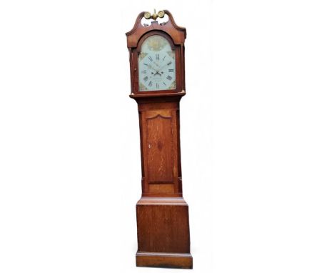 A George III oak and mahogany longcase clock, the 29cm white dial inscribed Bothamley, Boston, Roman numerals, date aperture,