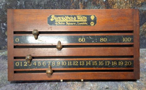 An early 20th century mahogany snooker/billiards board, Burroughes &amp; Watts, 19 Soho Square, London, 33cm wide, c.1910 