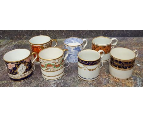 A Spode coffee can, decorated with stylised flowers and foliage, cobalt blue ground, c.1805; others, Barr Worcester, Grainger