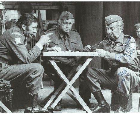 Dads Army Clive Dunn signed 8 x 6 inch b/w photo playing cards. Good condition. All autographs come with a Certificate of Aut