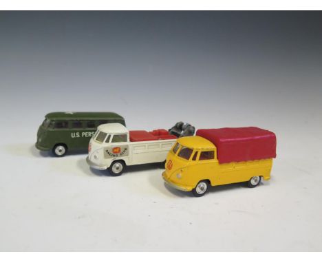Three Corgi Volkswagens Army Van, Breakdown Truck and Pick Up. 