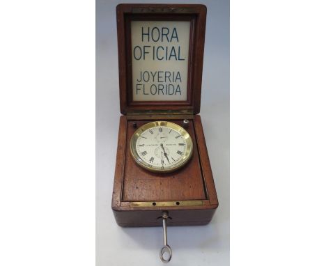 A CHRONOM ZENITH "Chronometre De Bord" Marine Chronometer Deck Clock with power reserve, movemnet no. 1671505, mahogany cased