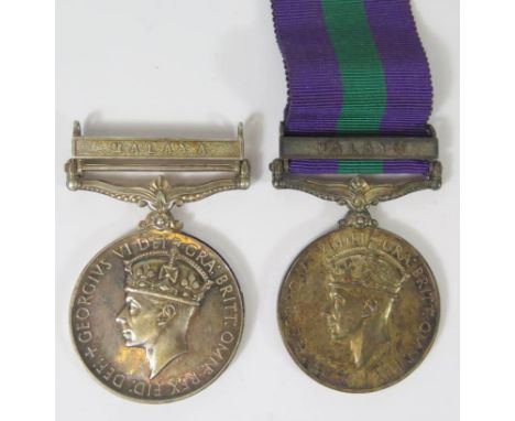 Two George VI General Service Medals with Malaya Bars awarded to 4034097 L.A.C. N.R. GAGG. R.A.F. and 2218212 SIGMN. P.G. NAS