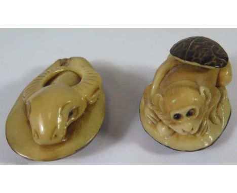 Two Modern Carved Nut Netsuke 