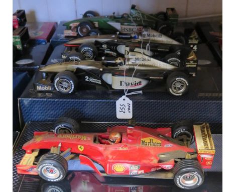 Four Hot Wheels Formula 1 Scale Models 1/18 Boxed. Faults 