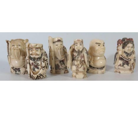 A Collection of Modern Carved Ox Bone Netsuke 